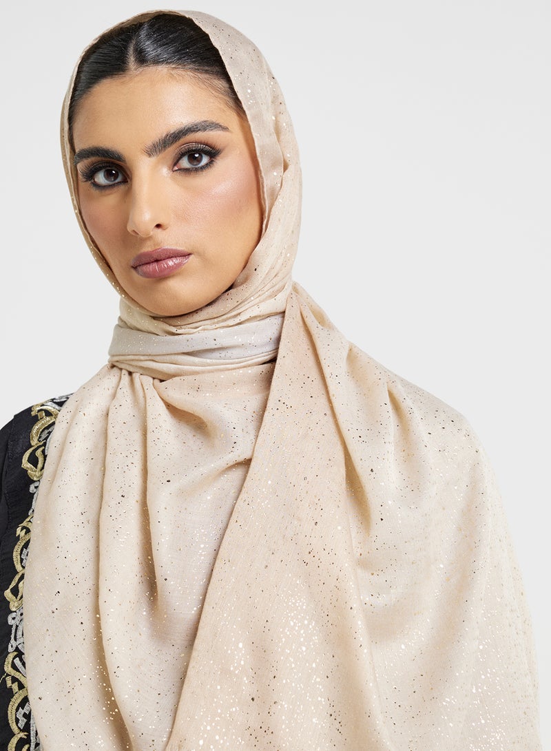 Khizana Ombre Metallic Print Long Hijab Scarf - Image 3