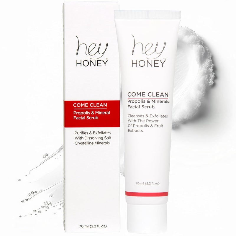 Hey Honey Skincare Propolis and Dead Sea Salt Microdermabrasion Facial Scrub For Sensitive Skin  NonAbrasive Exfoliating Aimed Brighten Acne Scars Remove Blackheads  Dead Skin Cells  22 oz