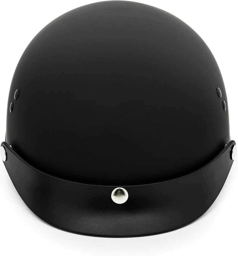 VCAN Cruiser Solid Flat Black Half Face Motorcycle Helmet with Drop-Down Sun Visor - Image 4