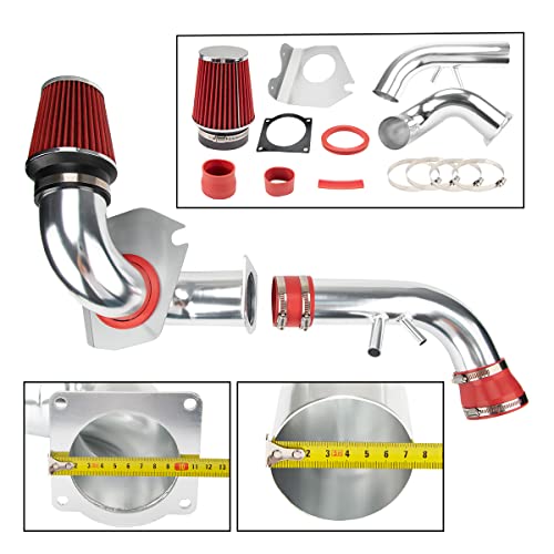 AUTOSITY Air Intake Kit, 3" & 3.5" Cold Air Intake System Kits + Filter Aluminum Compatible with 1996-2004 Mustang GT Model with 4.6L V8 (Red) - Image 2