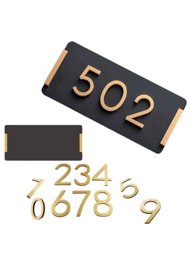 Realfrog Personalized House Address Plaques with 24x11cm Black Acrylic Base and 10 Gold Number Set 0-9 for Homes Apartments Hotels Offices Mailboxes Wall Displays Everyday Use - Image 1