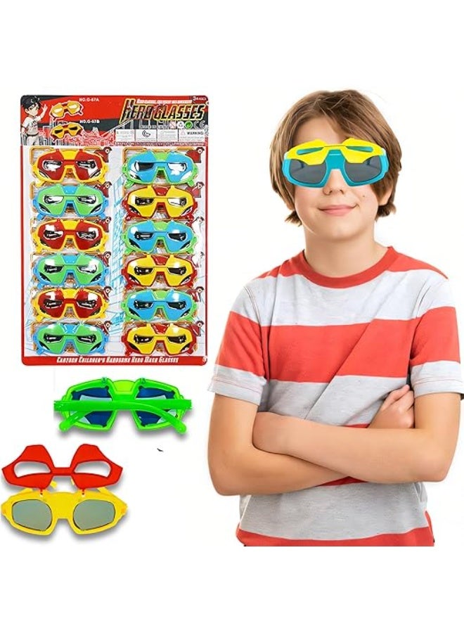 ARGT 12 Pcs Kids Superhero Flip Sunglasses – UV Protection Fashion Glasses with Ultra-Light Frame for Boys & Girls - Image 1