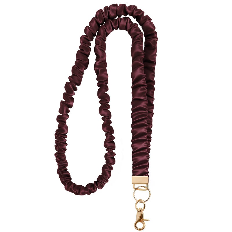 Ajmyonsp Scrunchie Lanyard Teacher for ID Badges Keys, Stretchy Neck Lanyards for Women Men Nurse, Breakaway Cute Retractable Keychains Holder Clip for Cruise Ship Cards, Wine - Image 1