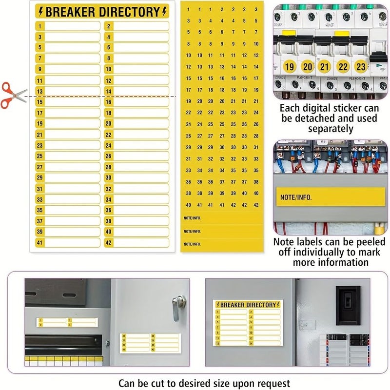 1 Pack Multicoloured Circuit Breaker Panel Identification Labels With Numbered Stickers Electrical Panel Labels Load Centre Directory - Image 3