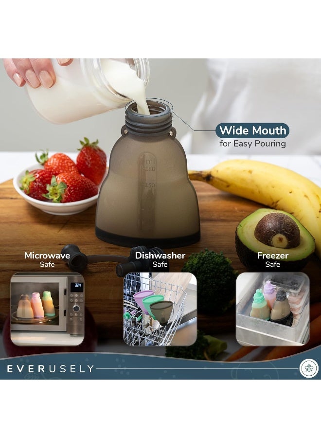 Everusely Reusable Baby Food Pouches for Toddlers - 2 Pack, 6 oz/180 ml, Slate - Image 5