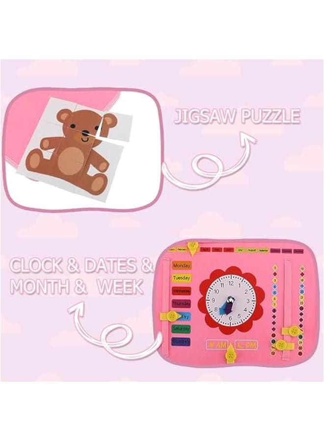 MIXDE Busy Board Montessori Toy for 1 2 3 4 Year Old Toddlers - Educational Activity Developing Sensory Board for Fine Basic Dress Motor Skills - Travel Toys for Plane Car, Gift for Boys Girls  - Image 3