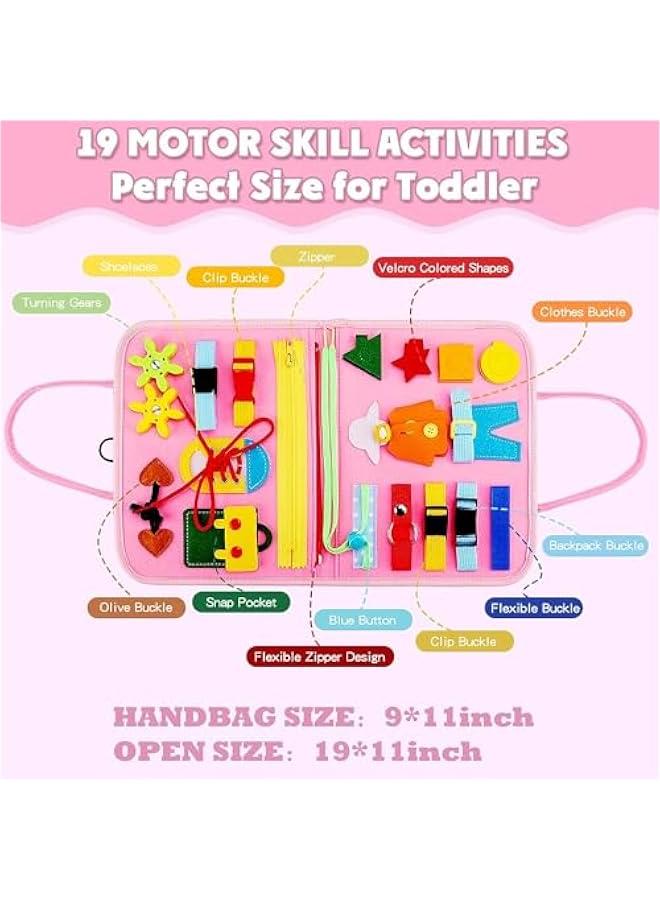 MIXDE Busy Board Montessori Toy for 1 2 3 4 Year Old Toddlers - Educational Activity Developing Sensory Board for Fine Basic Dress Motor Skills - Travel Toys for Plane Car, Gift for Boys Girls  - Image 4