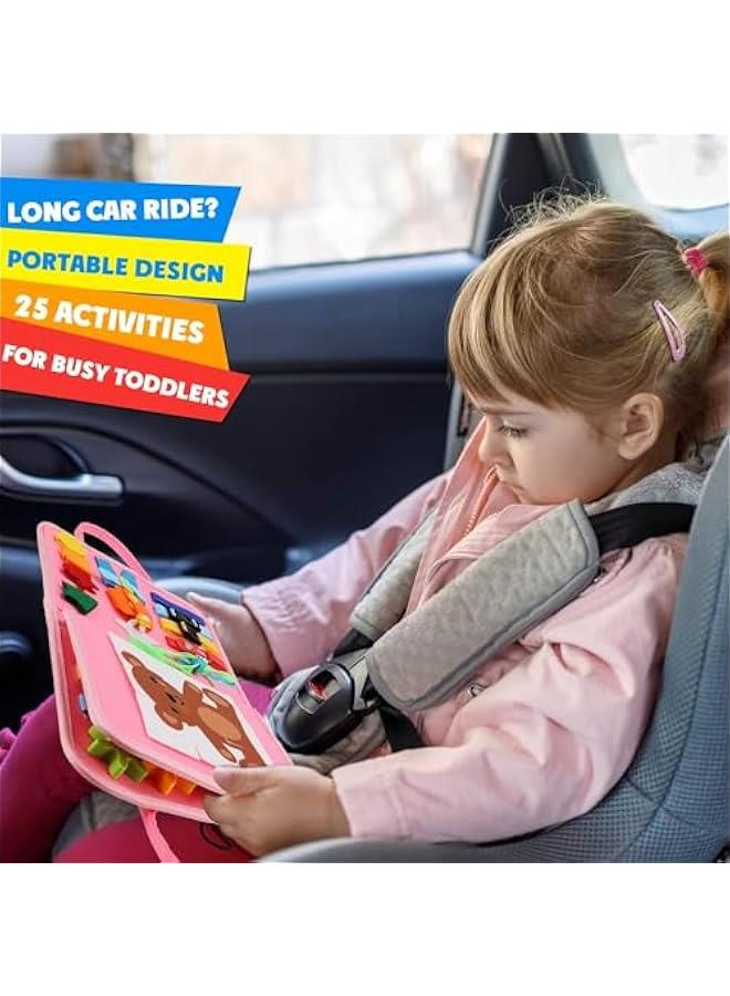 MIXDE Busy Board Montessori Toy for 1 2 3 4 Year Old Toddlers - Educational Activity Developing Sensory Board for Fine Basic Dress Motor Skills - Travel Toys for Plane Car, Gift for Boys Girls  - Image 5