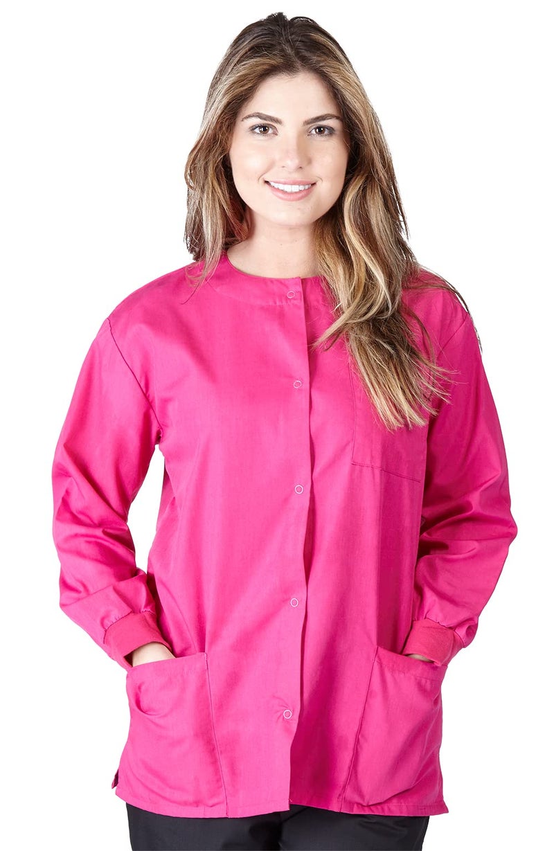 Natural Uniforms Warm Up Scrub Jacket-Hot Pink-Medium - Image 1