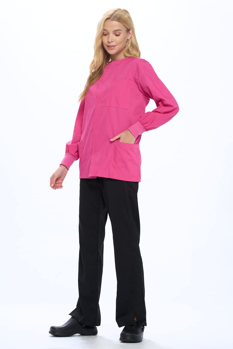 Natural Uniforms Warm Up Scrub Jacket-Hot Pink-Medium - Image 3