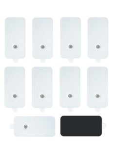 10 Packs Large TENS Unit Electrodes Pads Upgraded Self-Adhesive Latex-Free Non-Irritating Rectangular Electrode Patches with Standard 3.5mm Snap-on Connector