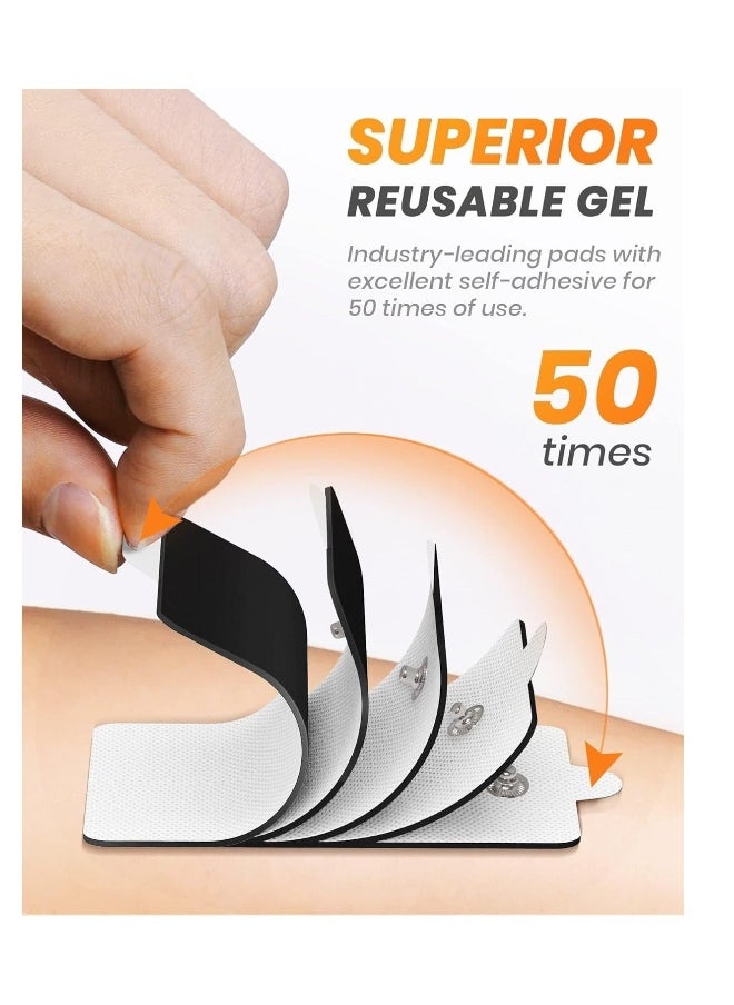 Generic - 10 Packs Large TENS Unit Electrodes Pads Upgraded Self-Adhesive Latex-Free Non-Irritating Rectangular Electrode Patches with Standard 3.5mm Snap-on Connector - Image 1