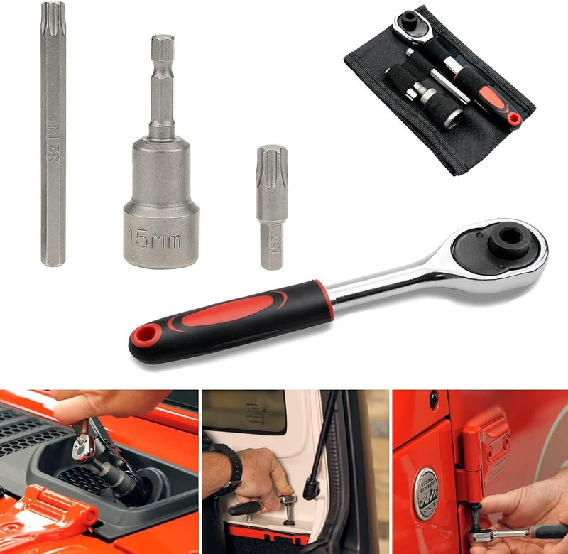 Sporthfish Hard Top Screws Door Removal Torx Set Tool Kit for Jeep Wrangler JK JL Rubicon Sahara - Red - Image 1