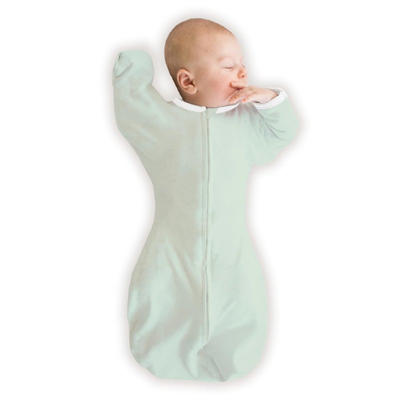 SwaddleDesigns Organic Transitional Swaddle Sack, Arms Up Swaddle with Half-Length Sleeves & Mitten Cuffs, Medium, 3-6 Months, 14-21 lbs, Soft Jadeite - Image 1