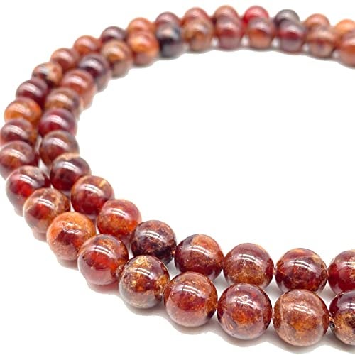 ABC GEMS USA ABCGEMS Peruvian Strawberry Calcite Beads AKA Orchid Calcite (Well-Defined Peach & Orange Hues - Consistent Color with Minimal Fading or Dull Areas) Smooth Round 10mm - Image 1