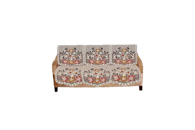 RENVA Home Decor Sofa Cover 5 Seater/3 Seater Floral Printed Cotton Material Sofa Cover Set for Living Room (Cofee, 3 Seater) - Image 4