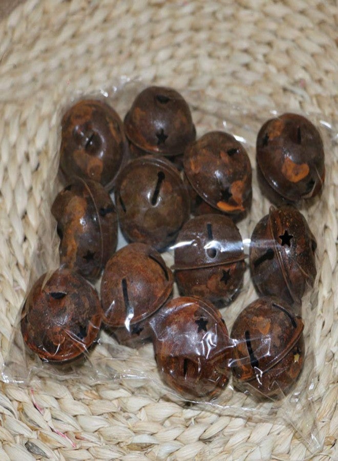 HEALLILY 12pcs Rusty Jingle Bells Star Cutout Christmas Mental Jingle Bells Craft DIY Bells for Wreath Holiday Home Christmas Decoration (40mm) - Image 3