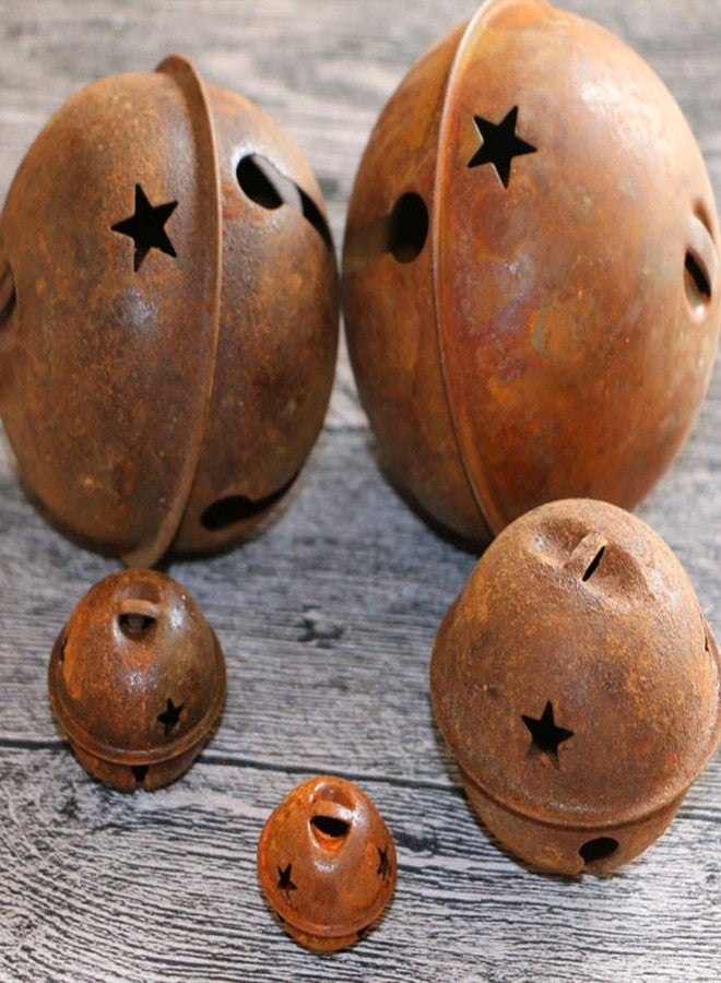 HEALLILY 12pcs Rusty Jingle Bells Star Cutout Christmas Mental Jingle Bells Craft DIY Bells for Wreath Holiday Home Christmas Decoration (40mm) - Image 5