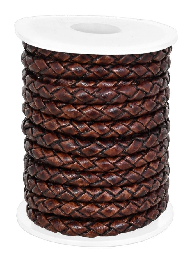 GENIQUE Real/Genuine Round Braided Leather Cord String Rope Folded, Leather Rope for Crafts, Jewelry Making, Necklace, Bracelets (5 Metres) (3mm, Antique Brown Distressed) - Image 2
