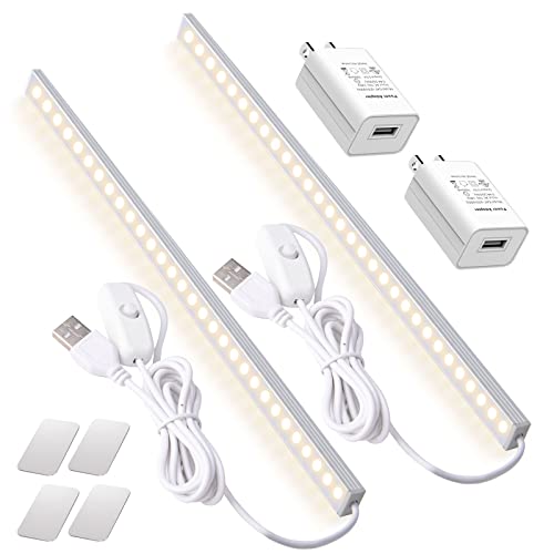 DWEPTU 2Pack LED Under Cabinet Light LED Light Bar with USB Powered Under Cabinet Lights for Closet Light Bar Under Counter Lighting Work Tables Student Dormitory (Include AC Plug) - Image 1