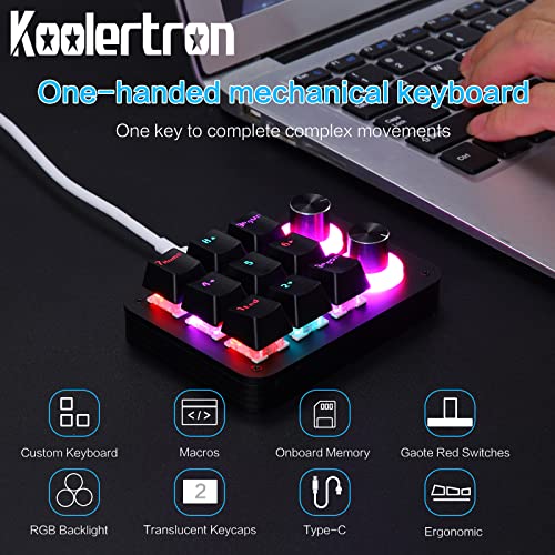 Koolertron 9-Key Mechanical Numpad with 2 Programmable Knobs, LED Backlit Macro Gaming Keyboard, Fully Customizable Numeric Keypad for PC - Image 3