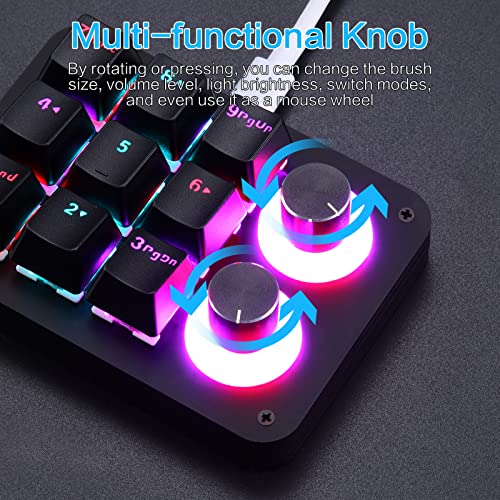 Koolertron 9-Key Mechanical Numpad with 2 Programmable Knobs, LED Backlit Macro Gaming Keyboard, Fully Customizable Numeric Keypad for PC - Image 4