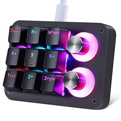 Koolertron 9-Key Mechanical Numpad with 2 Programmable Knobs, LED Backlit Macro Gaming Keyboard, Fully Customizable Numeric Keypad for PC - Image 1