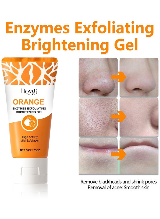 Hoygi Orange Enzymes Exfoliating Brightening Gel For Face & Body, Orange Enzymes Exfoliatings Gels, Deep Clean Pores, Exfoliating Cleansing Gel Scrub, Remove Blackheads & Moisturize Skin, Gentle Exfoliator, Natural Orange Peeling Gel, 50G - Image 4