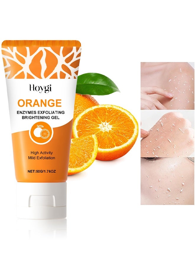 Hoygi Orange Enzymes Exfoliating Brightening Gel For Face & Body, Orange Enzymes Exfoliatings Gels, Deep Clean Pores, Exfoliating Cleansing Gel Scrub, Remove Blackheads & Moisturize Skin, Gentle Exfoliator, Natural Orange Peeling Gel, 50G - Image 1