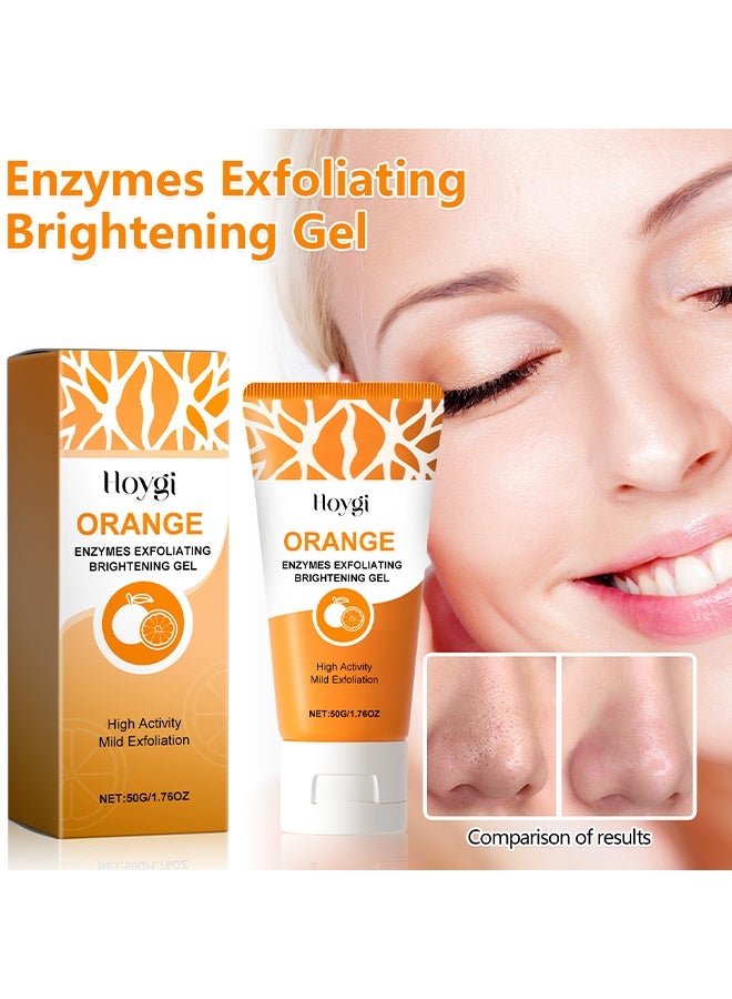 Hoygi Orange Enzymes Exfoliating Brightening Gel For Face & Body, Orange Enzymes Exfoliatings Gels, Deep Clean Pores, Exfoliating Cleansing Gel Scrub, Remove Blackheads & Moisturize Skin, Gentle Exfoliator, Natural Orange Peeling Gel, 50G - Image 2