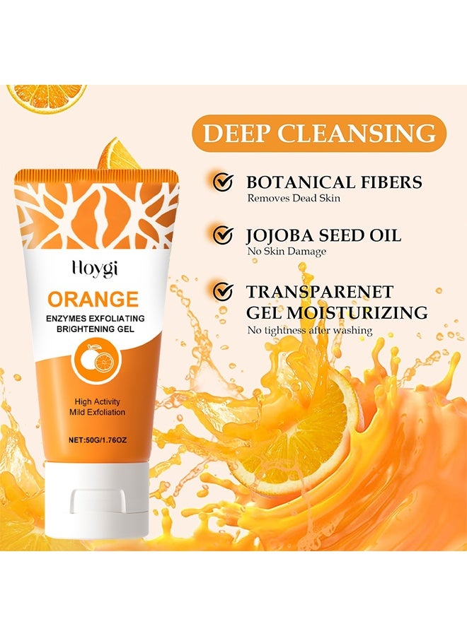 Hoygi Orange Enzymes Exfoliating Brightening Gel For Face & Body, Orange Enzymes Exfoliatings Gels, Deep Clean Pores, Exfoliating Cleansing Gel Scrub, Remove Blackheads & Moisturize Skin, Gentle Exfoliator, Natural Orange Peeling Gel, 50G - Image 5