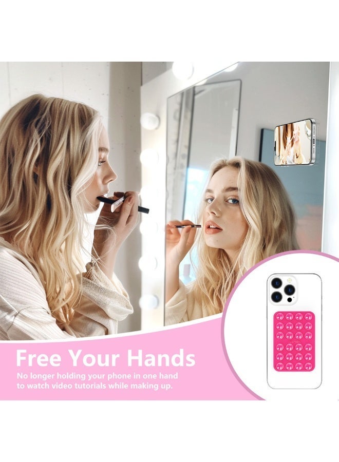 LENOK Silicone Double-Sided Suction Phone Case Detachable Mount - Hands-Free, Strong Grip Holder for Selfies & Videos - Durable, Easy to Use - iPhone & Android (Chalk Pink) - Image 2