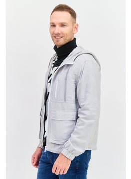 ESPRIT Men Plain Hooded Soft Shell Jacket, Grey  - Image 4