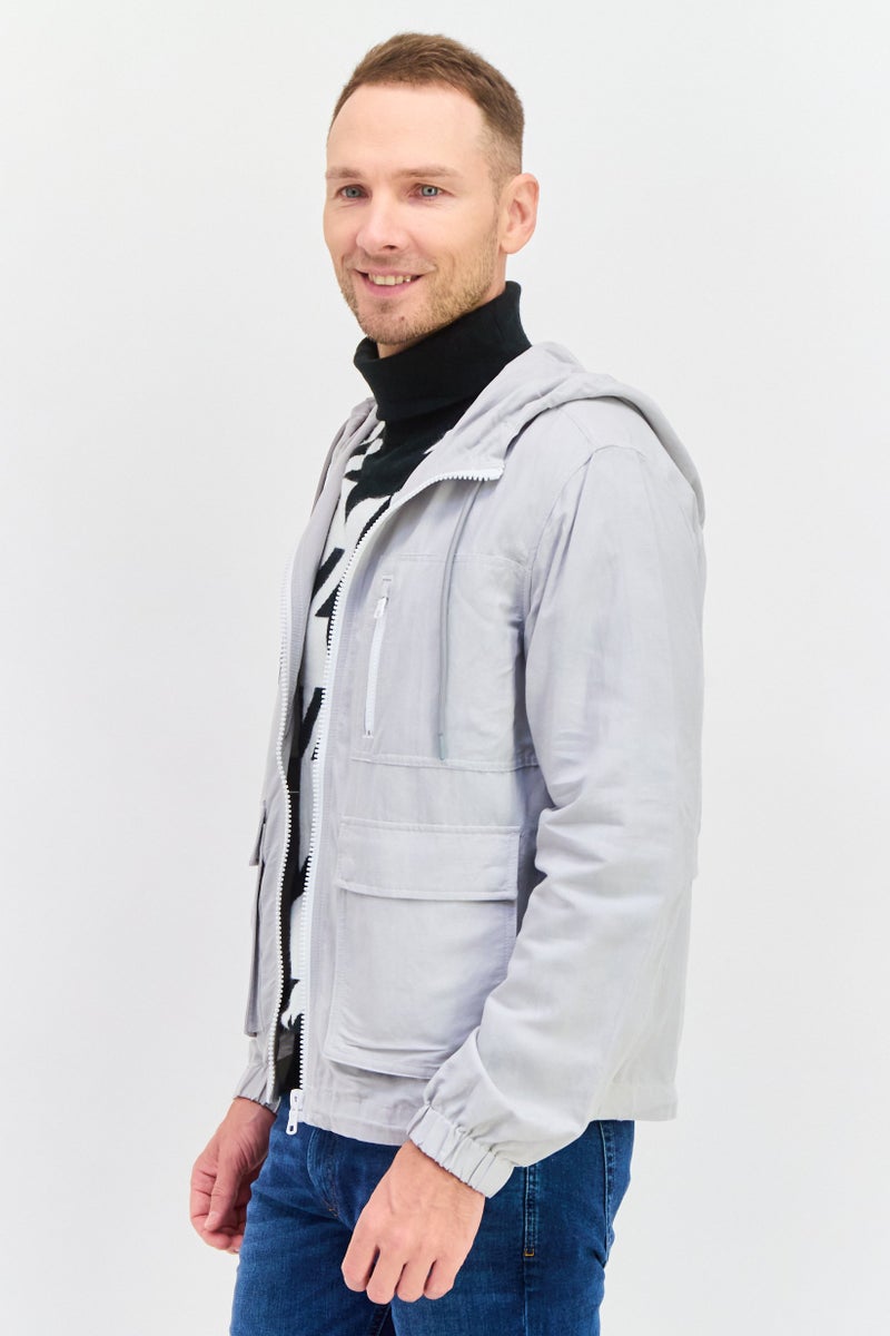 ESPRIT جاكيت سميك بغطاء رأس للرجال، رمادي - Image 2