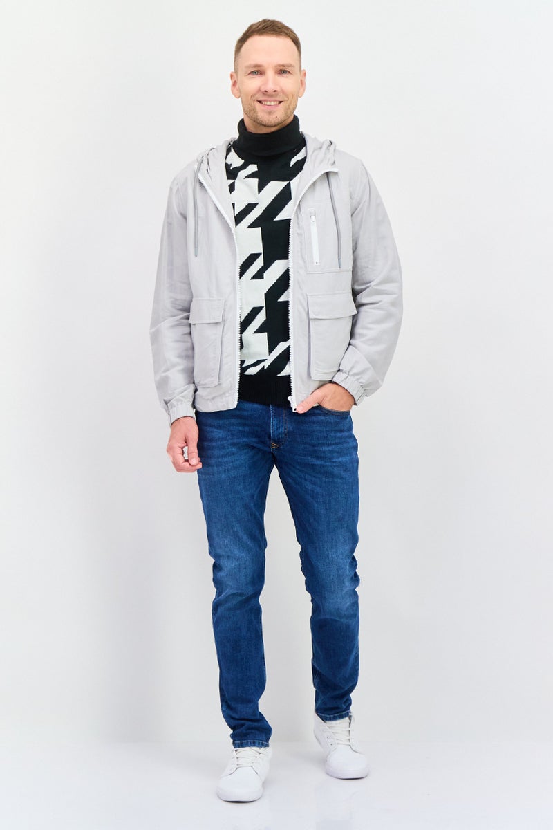 ESPRIT جاكيت سميك بغطاء رأس للرجال، رمادي - Image 4