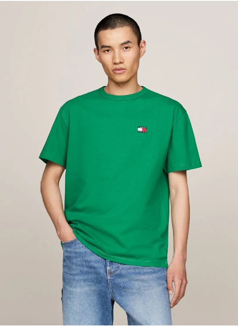 TOMMY JEANS Men's Badge T-Shirt -  Pure cotton, Green