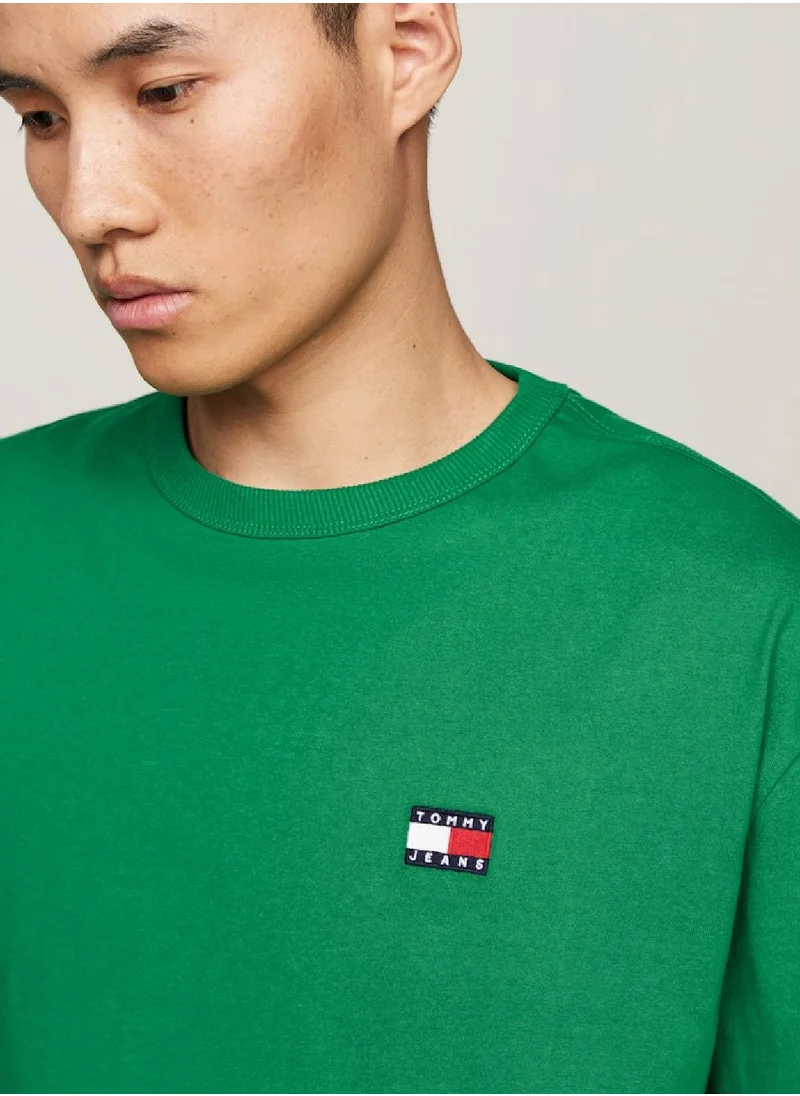 TOMMY JEANS Men's Badge T-Shirt -  Pure cotton, Green