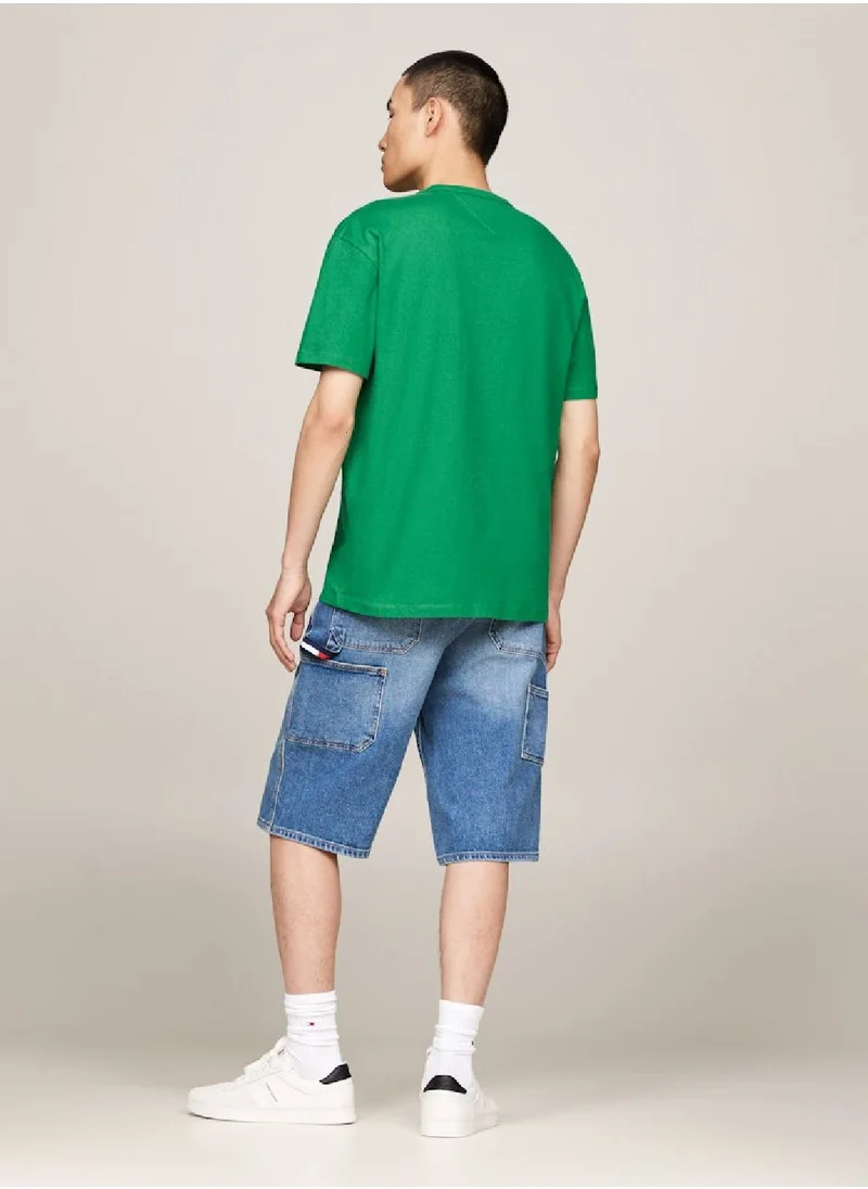 TOMMY JEANS Men's Badge T-Shirt -  Pure cotton, Green
