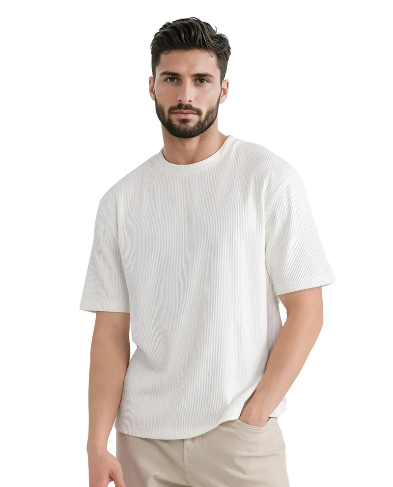 Rare Rabbit Men's Oversized Solid Textured T-Shirt