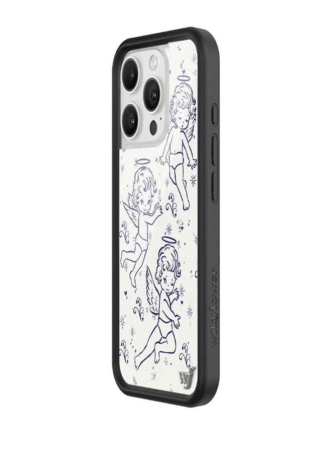 Wildflower Cases - Cherubs, Compatible with Apple iPhone 16 Pro | Baby Angel Blue White Soft Y2K Popular Aesthetic Cute Trendy - Protective Black Bumper, 4ft Drop Certified, Women Owned Small Business - Image 2