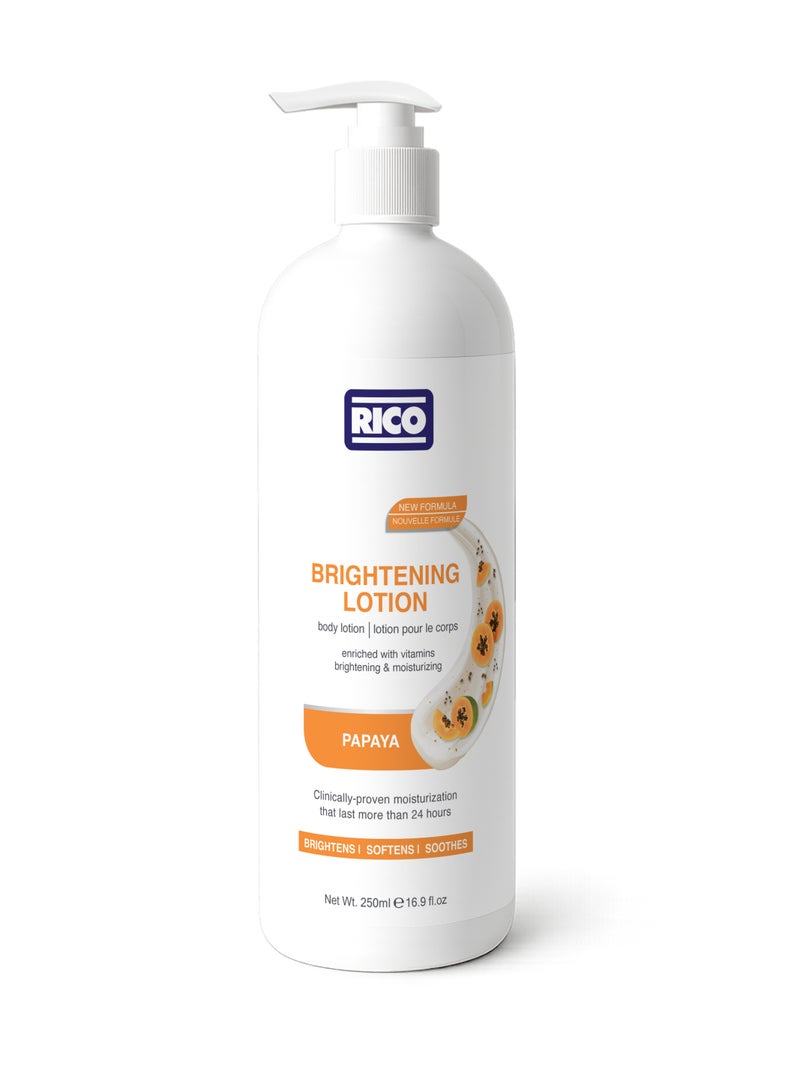 RICO Brightening Body Lotion with Papaya Extract, Vitamin B3, Licorice Extract, 250 ml, All Skin Types - Image 1