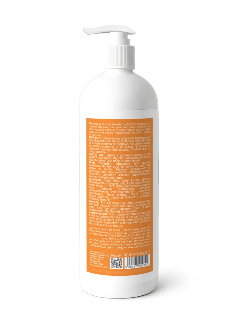 RICO Brightening Body Lotion with Papaya Extract, Vitamin B3, Licorice Extract, 250 ml, All Skin Types - Image 2