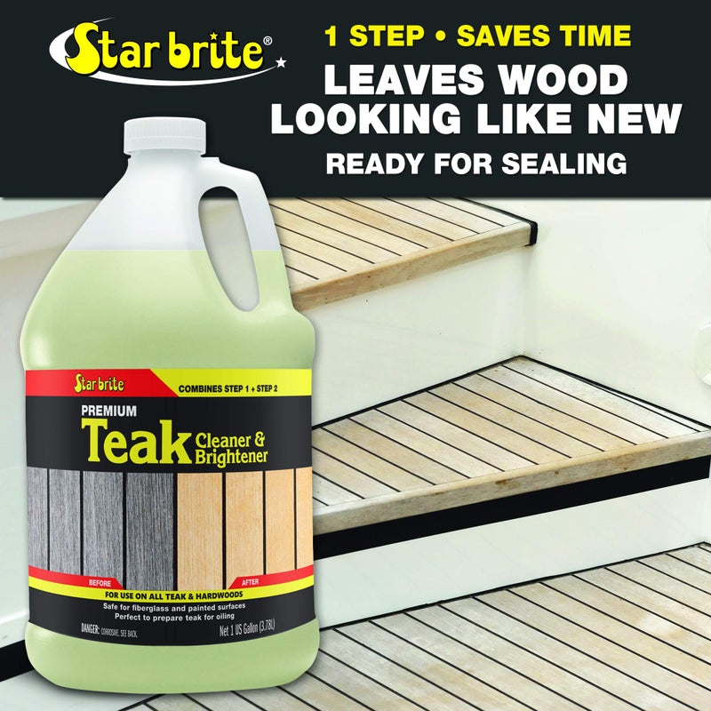 STAR BRITE Teak Cleaner & Brightener, Restore Weathered Wood, 128 OZ (094900) - Image 3