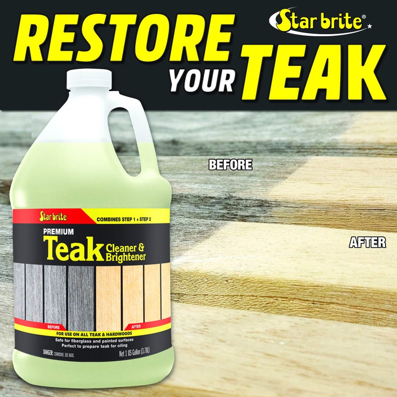STAR BRITE Teak Cleaner & Brightener, Restore Weathered Wood, 128 OZ (094900) - Image 2