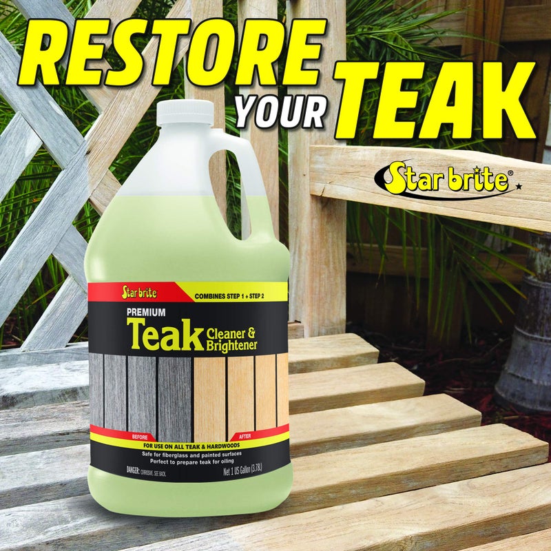 STAR BRITE Teak Cleaner & Brightener, Restore Weathered Wood, 128 OZ (094900) - Image 4