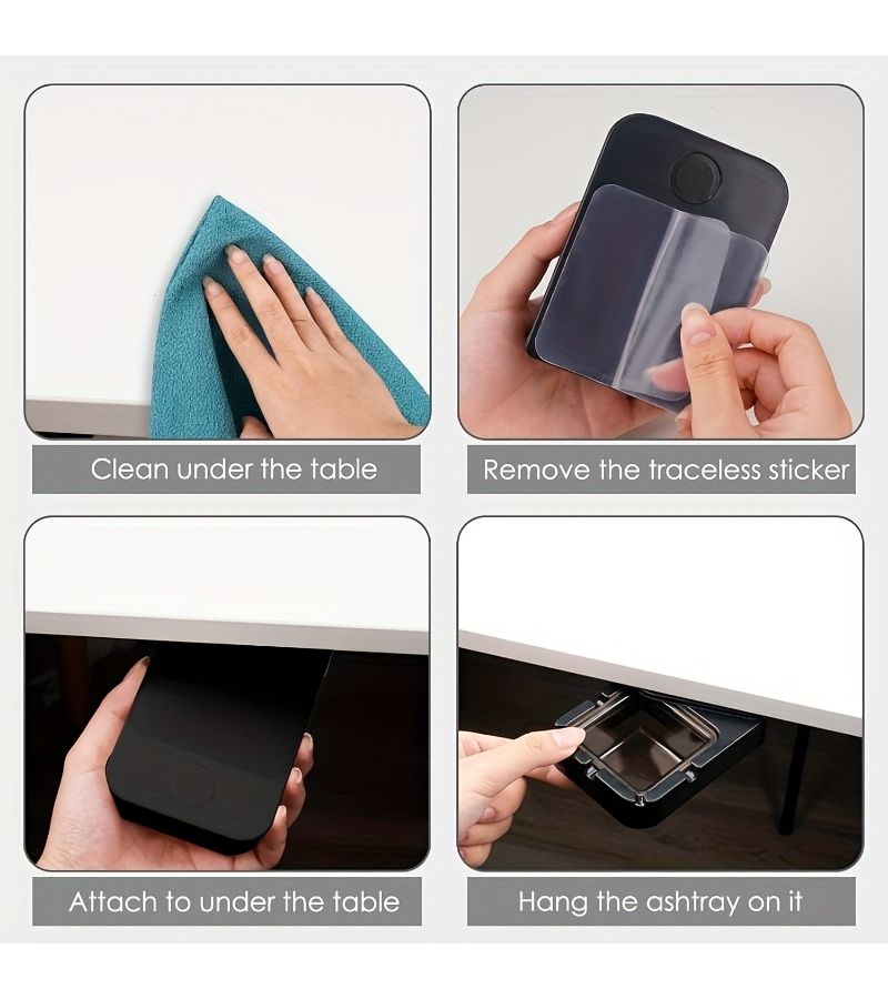 Wall Mounted Ashtray With Integrated Storage Compartment No Electricity Needed Durable Plastic Contemporary Rectangular Design Cool Black For Home Office Bathroom Hands Free Mobile Phone Holder Modern Decorative Gift For Men Women Sturdy Smokers Accessory - Image 5