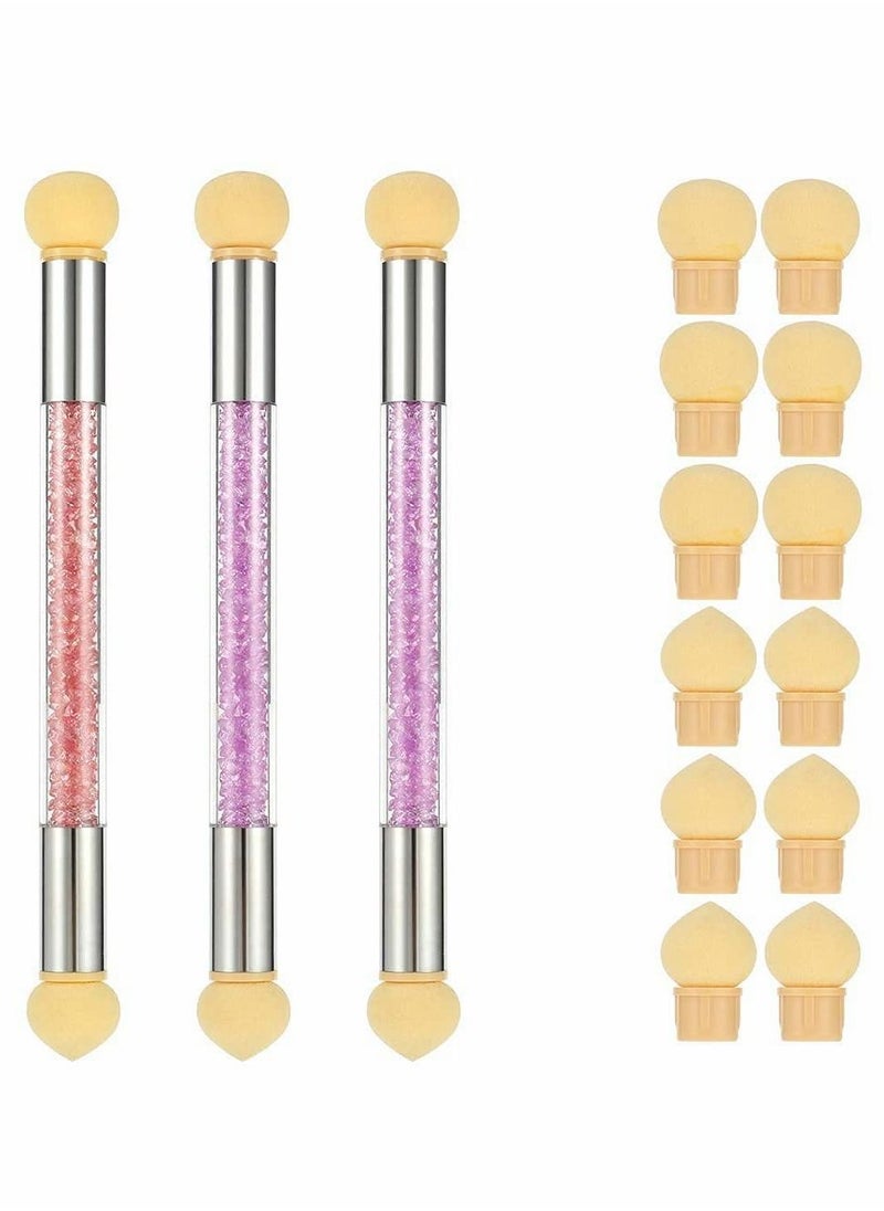 Y&D 3 Pack Sponge Gradient Nail Art Brush with 12 Replacement Heads  - Image 1