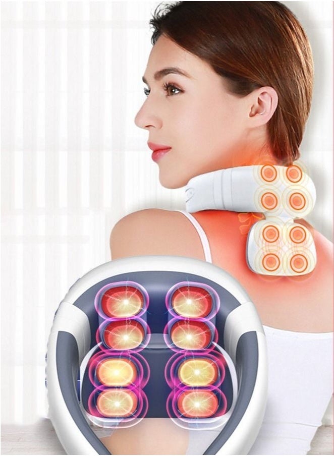 KONKA Electric Neck Massager with Heat, Electromagnetic Pulse Neck Massager, Cervical Spine Massager for Pain Relief, 8 heads 15-head Levels Deep Tissue Massage, Portable and Soothing - Image 1