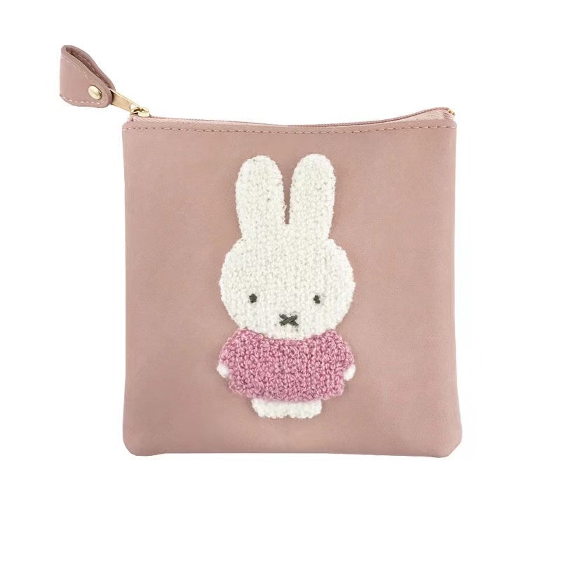 Spot Japanese Cute Miffy Embroidered Lipstick Small Storage Bag Student Portable Large Capacity Tampon Storage Bag Miffy Rabbit Pink 