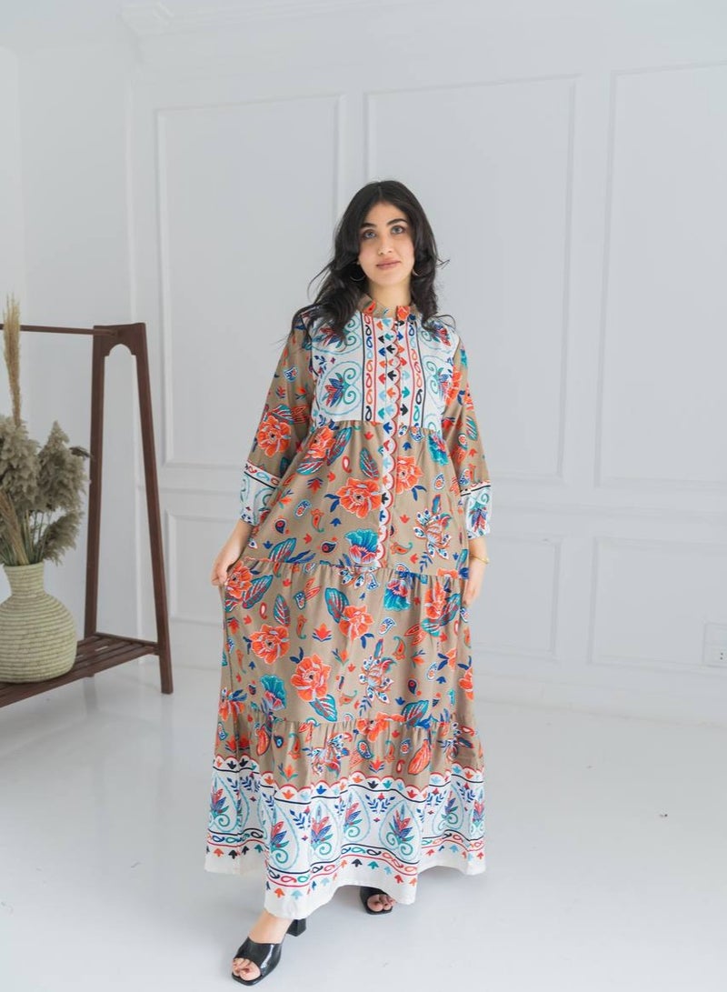 AFandina Floral galabiya, a look that combines authenticity and natural beauty A-355 - Image 1